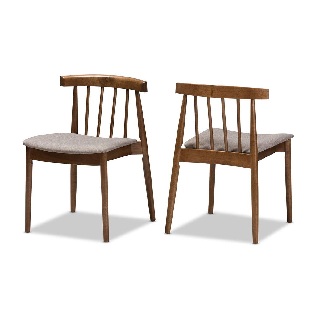 Baxton Studio Wyatt 5 Piece Dining Set in Beige and Walnut Brown