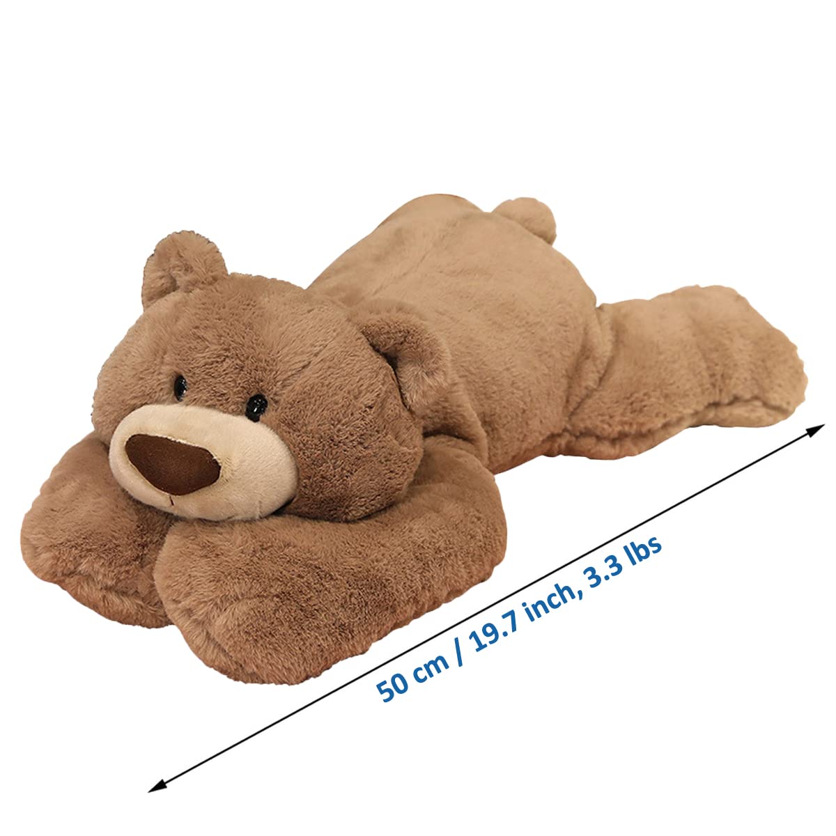 Doireum Weighted Stuffed Animals, 3.3 Lbs Weighted Bear Stuffed Animal Toy Brown Bear Plush Throw Pillow Gifts For Boys Girls, 1