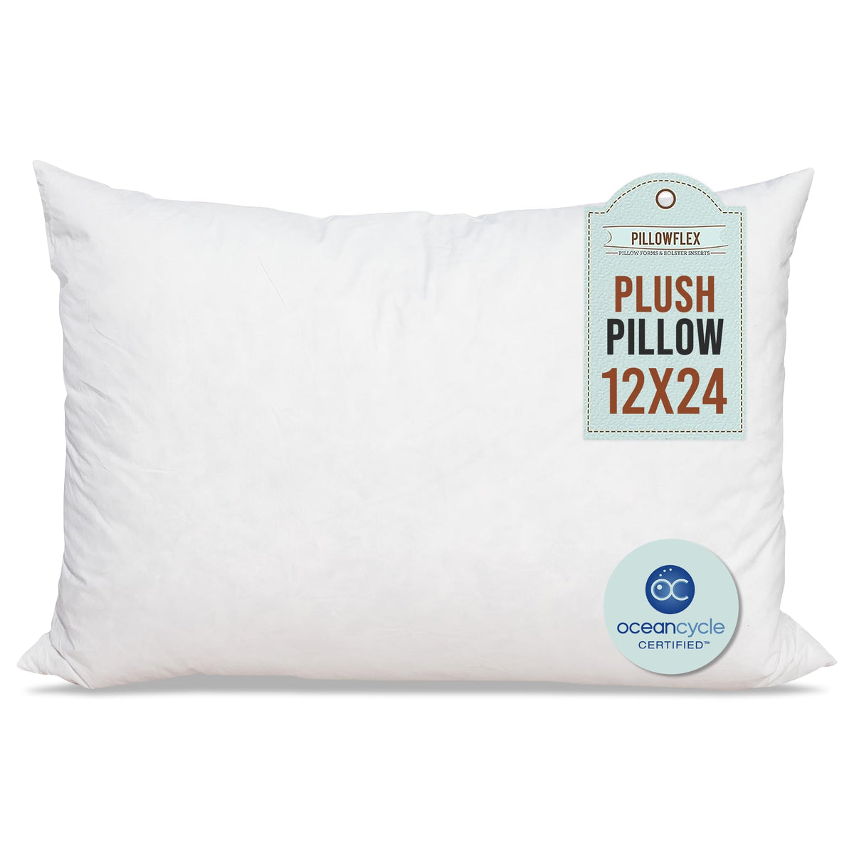 Pillowflex Plush Pillow Insert - Ocean Cycle New Life Synthetic Fiber Filling - 12X24 Machine Washable, Ultra Soft Throw Pillow,