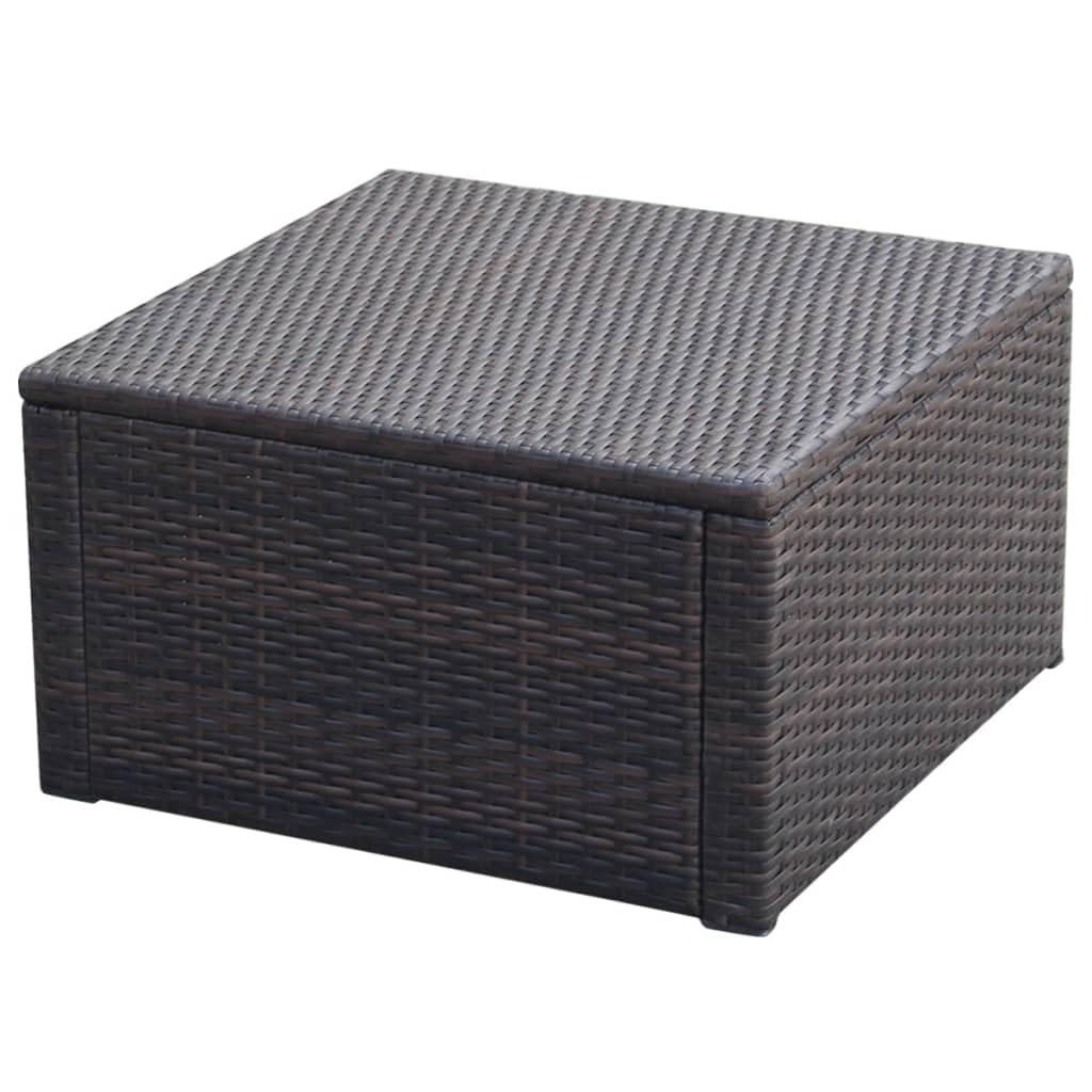 Vidaxl Footstool Ottoman Poly Rattan 21''X21''X11.8'' Brown