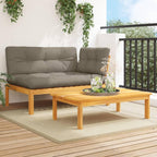 vidaXL Set of 2 Patio Furniture Garden Pallet Sofas and Cushions Acacia Wood