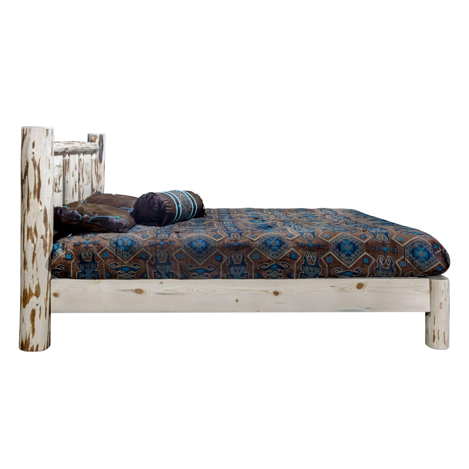 Montana Log Collection Wood California King Platform Bed MWPBCAKLZELK