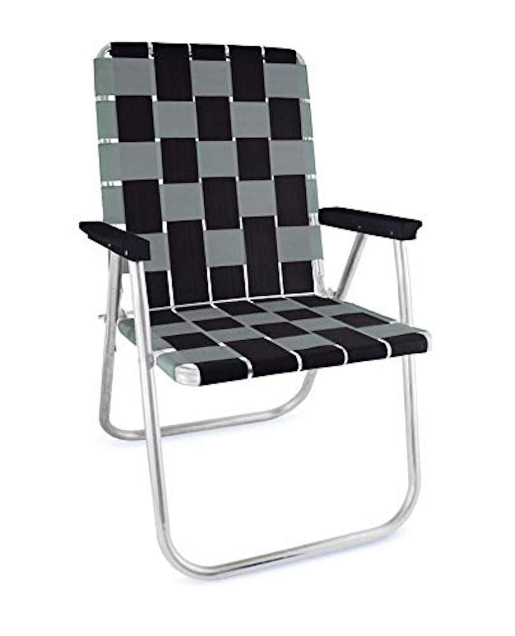 Lawn Chair Usa | Folding Aluminum Webbed Chair For Camping, Sports, And Beach | Classic - Black//Silver