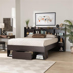 Baxton Studio Dexton Modern and Contemporary Dark Brown Finished Wood Queen Size Platform Storage Bed