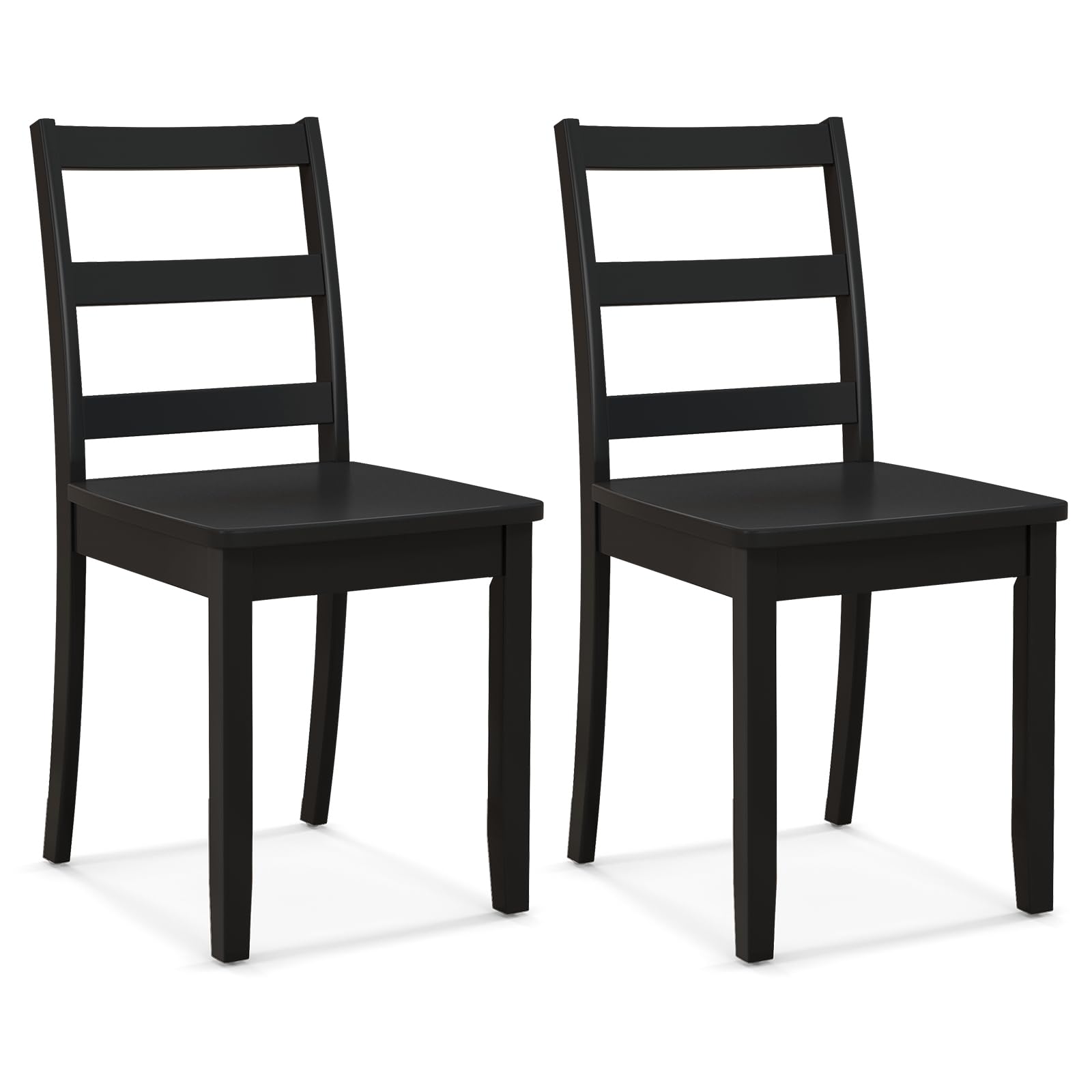 Giantex Wood Dining Chairs Set Of 2 Black- Wooden Armless Kitchen Chairs With Solid Rubber Wood Legs, Non-Slip Foot Pads, Max Lo
