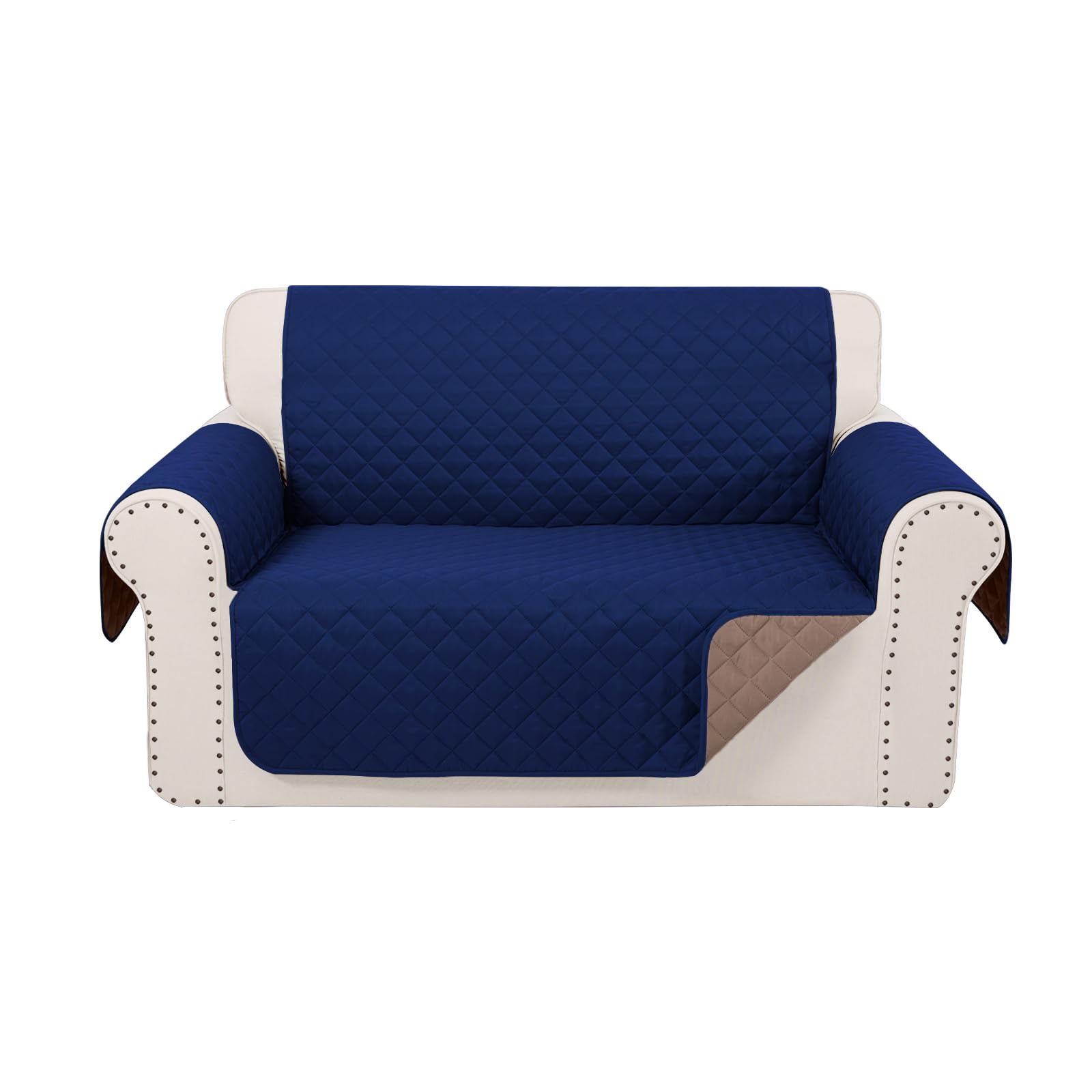 Luxshare Home Reversible Loveseat Sofa Covers Couch Cover Furniture Protector(Loveseat,Navy/Camel)