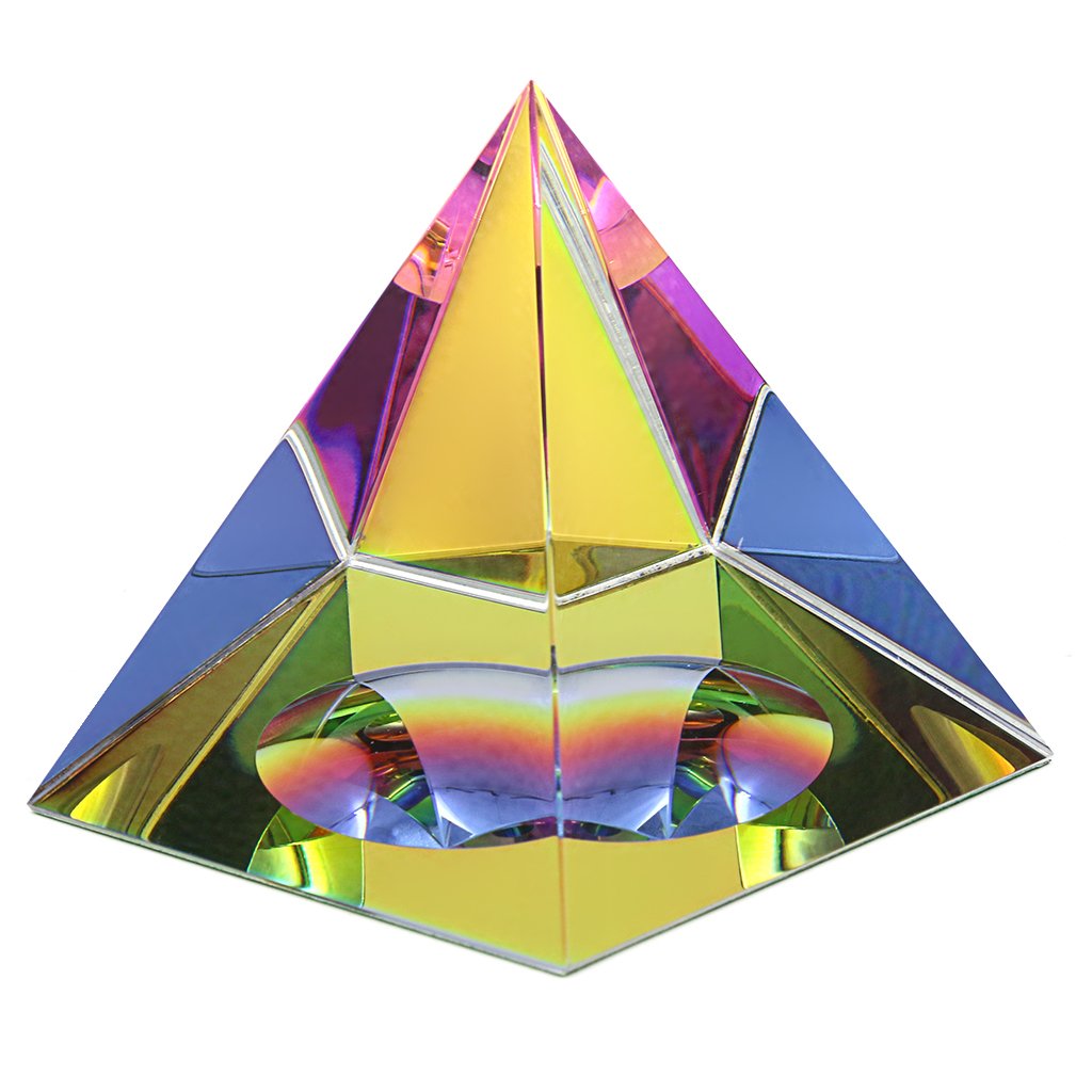 Ownmy Crystal Pyramid Iridescent Suncatchers Crystal Prism Rainbow Color Prism Desk Ornament Glass Paperweight Pyramid With Gift
