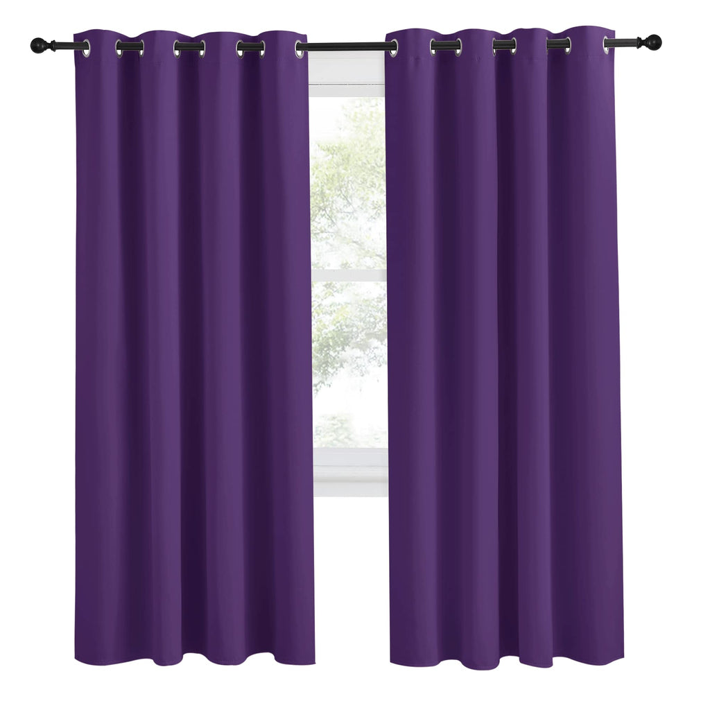 Nicetown Blackout Window Curtain Short, 55W X 78L, Sold Individually, Royal Purple Color, Home Fashion Thermal Insulated Room Darkening Drapery For Bedroom