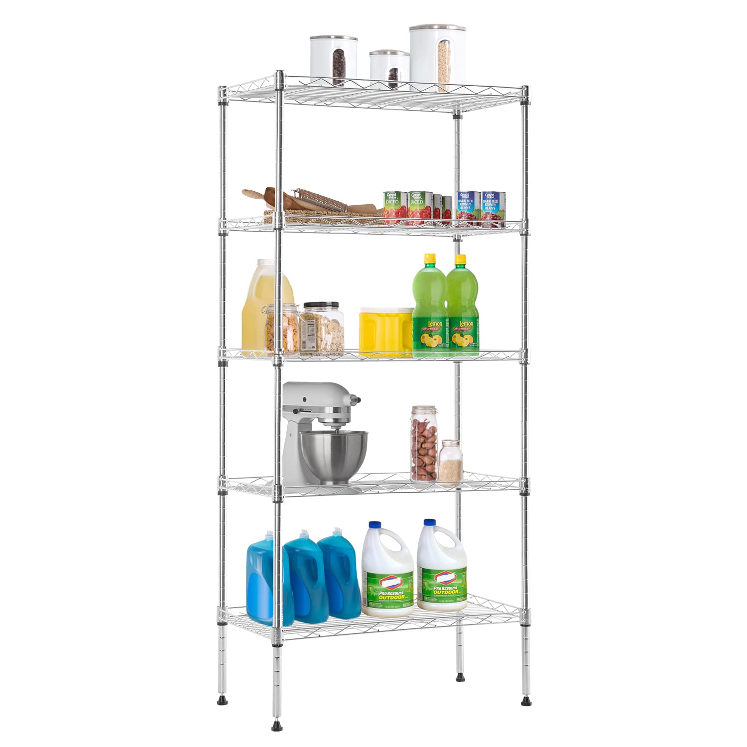 Adjustable Nsf-Certified Metal Shelf Wire Shelving Unit Storage For Small Places Restaurant Garage Pantry Kitchen Garage Rack (Chrome, 21.5L X 11.6W X 47.6H)