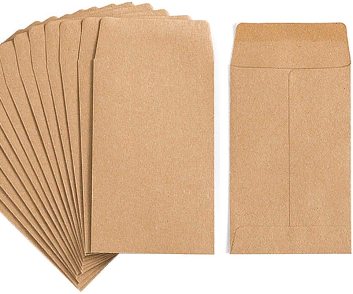 500 Pack Small Coin Envelopes Self-Adhesive Kraft Paper Seed Envelopes Mini Parts Small Items Stamps Storage Packets Envelopes F