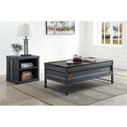 Acme Cargo Metal Coffee Table with Lift Top in Weathered Oak and Gunmetal