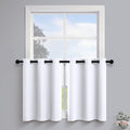 White Cabinet Curtains 30 Inch Length for Small Kids Nursery Dining Room Darkening Privacy Short Grommet Curtain Cafe Tiers Half
