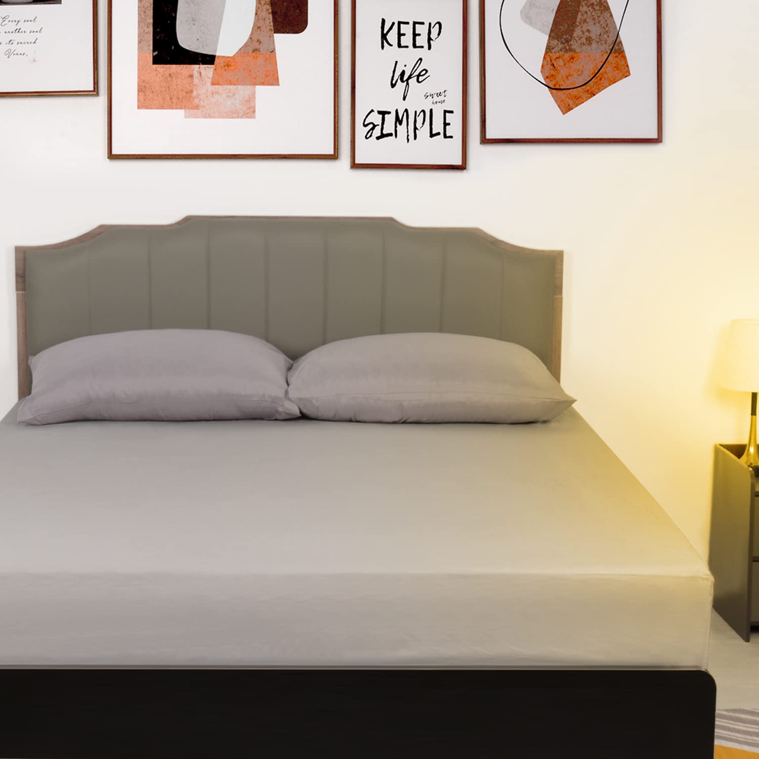 Lirex Fitted Sheet, King Size 100% Cotton 300 Thread Count Soft Breathable Fitted Sheet, Grey