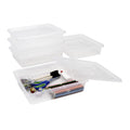 Storex Letter Size Deep Storage Tray - Organizer Bin With Non-Snap Lid For Classroom, Office And Home, Translucent, 5-Pack (6256