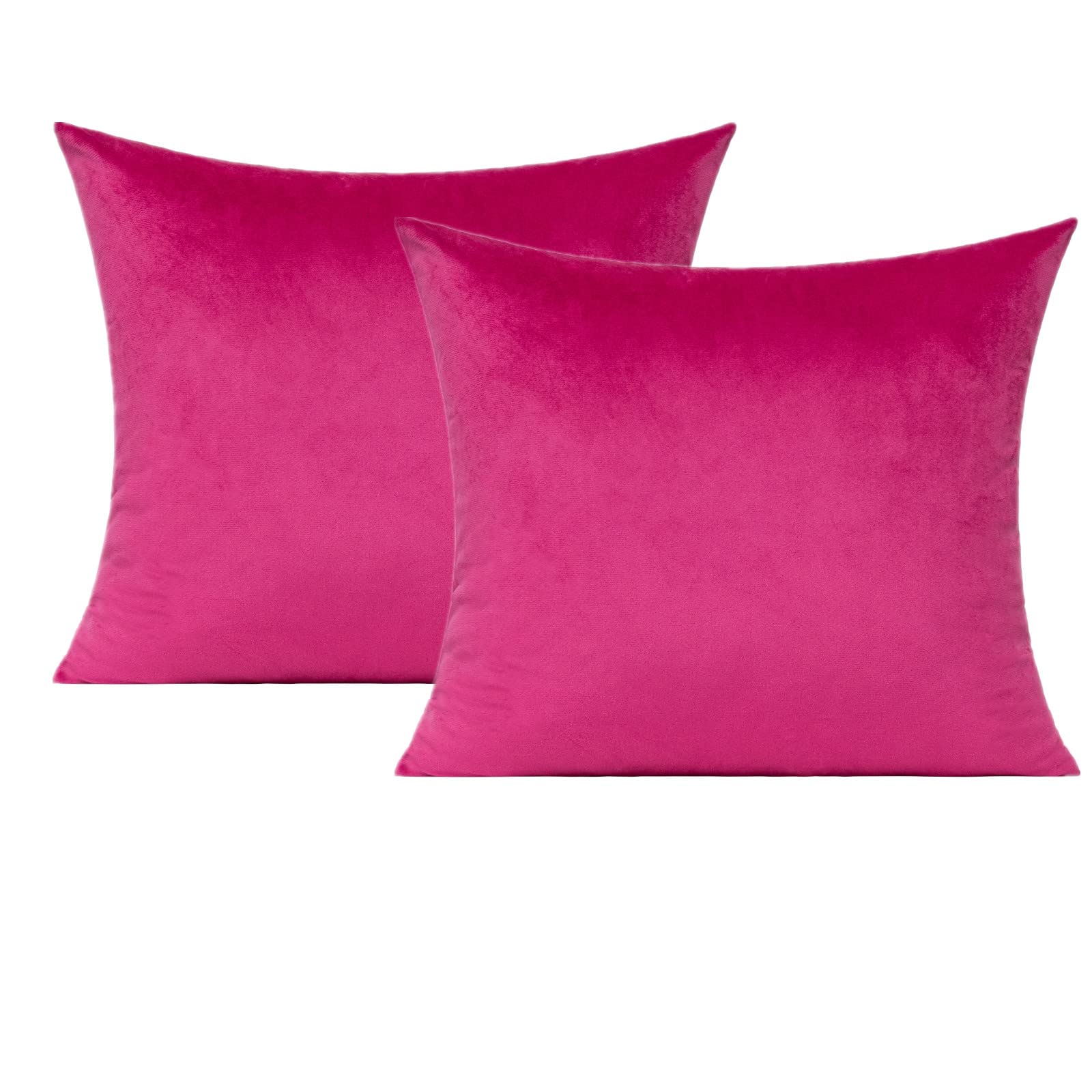 Hot Pink Throw Pillow Covers Velvet Decorative Cushion Cases Cozy Soft Solid Square Home Decor For Car Couch Sofa Bedroom Office
