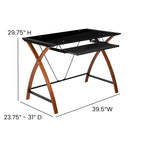 Flash Furniture Jude Black Glass Computer Desk with Pull-Out Keyboard Tray and Crisscross Frame