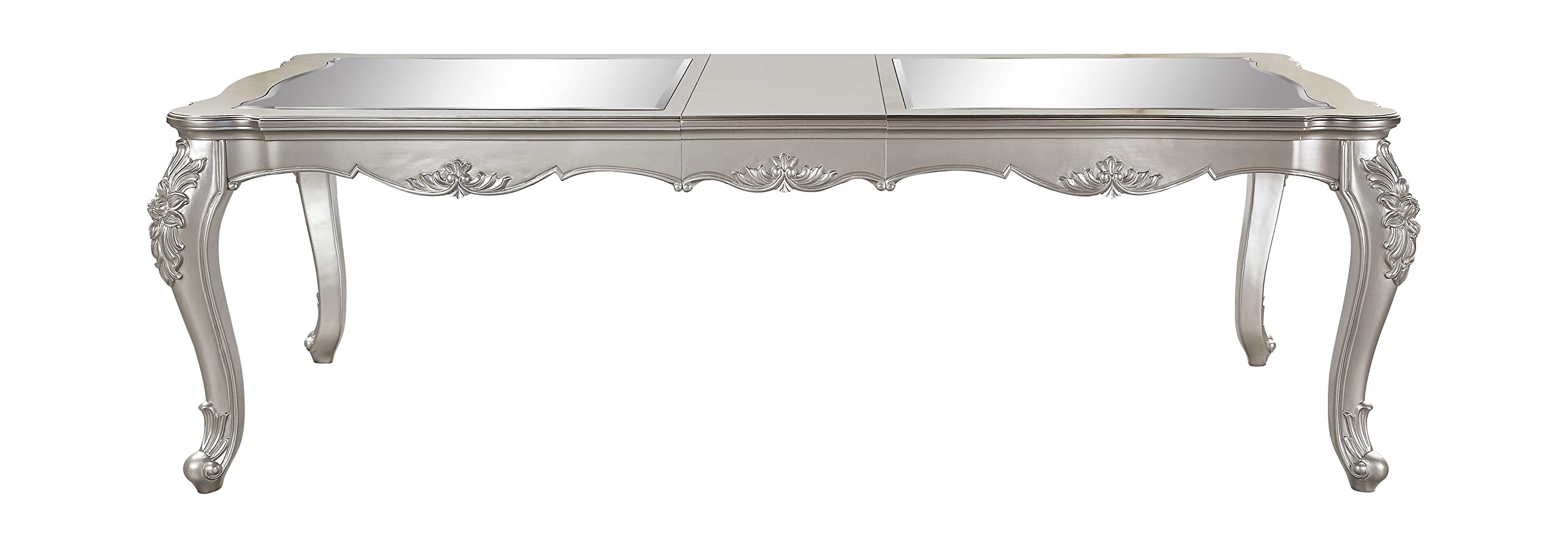 Acme Bently Mirror Top and Wooden Frame Dining Table in Beige