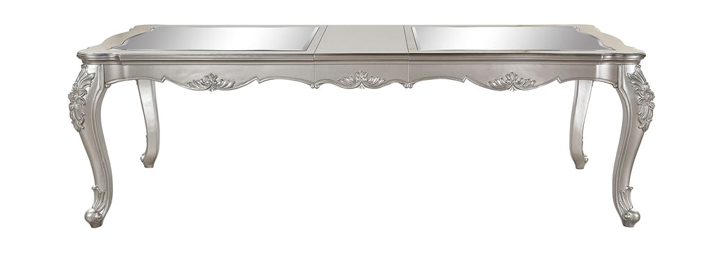 Acme Bently Mirror Top and Wooden Frame Dining Table in Beige