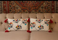 Jutiepie Flowered Handloom Multicolor Cotton Cushion Cover With Tassel | Sofa, Diwan, Bedroom, Living Room | Rectangle Throw/Lon