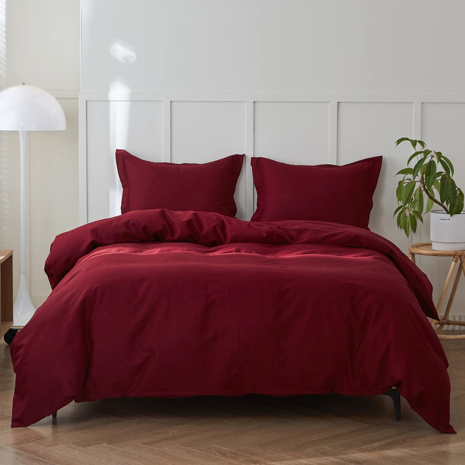 Simple&Opulence French Linen Duvet Cover Set - Queen Size(88' X 92')- 3 Pieces (1 Comforter Cover,2 Pillowcases)- Natural Flax