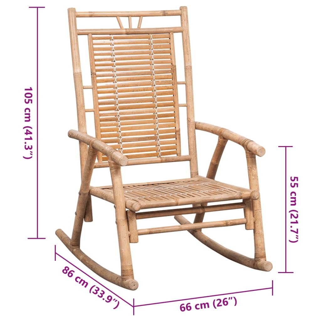 vidaXL Solid Bamboo Rocking Chair with Weather Resistant and Comfortable Red Cushion – Ideal for Indoor and Outdoor Use