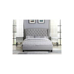 Best Master Furniture Yvette Upholstered Tufted With Wingback Platform Bed King, Grey