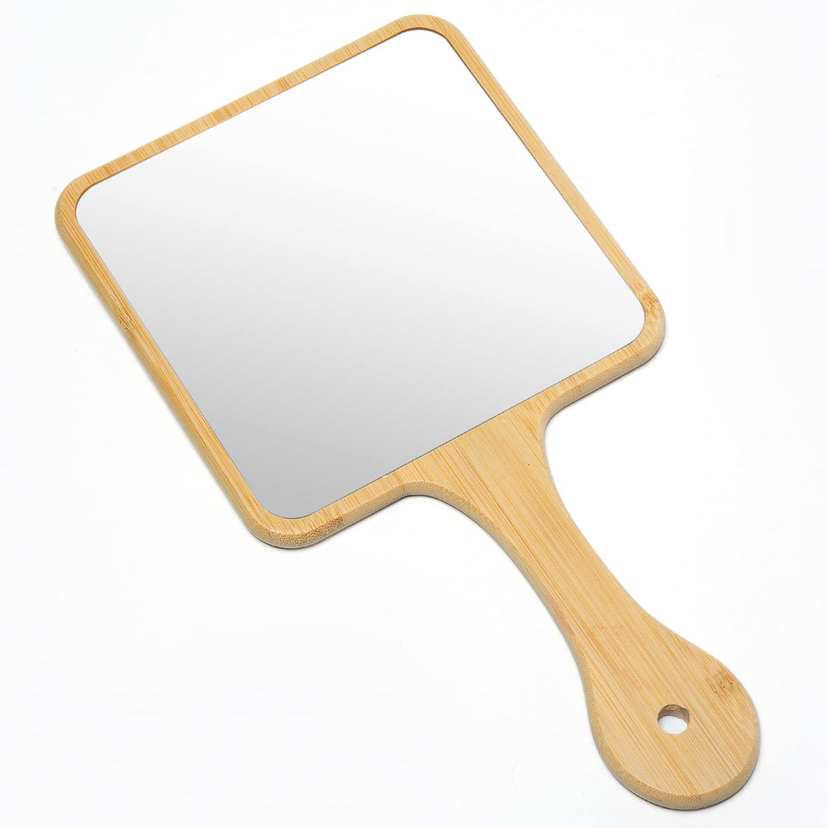 Jasefa Handheld Mirror,Natural Bamboo Hand Mirror with Handle,Cute Hand held Mirror for Shaving Single-Sided Portable Travel Van
