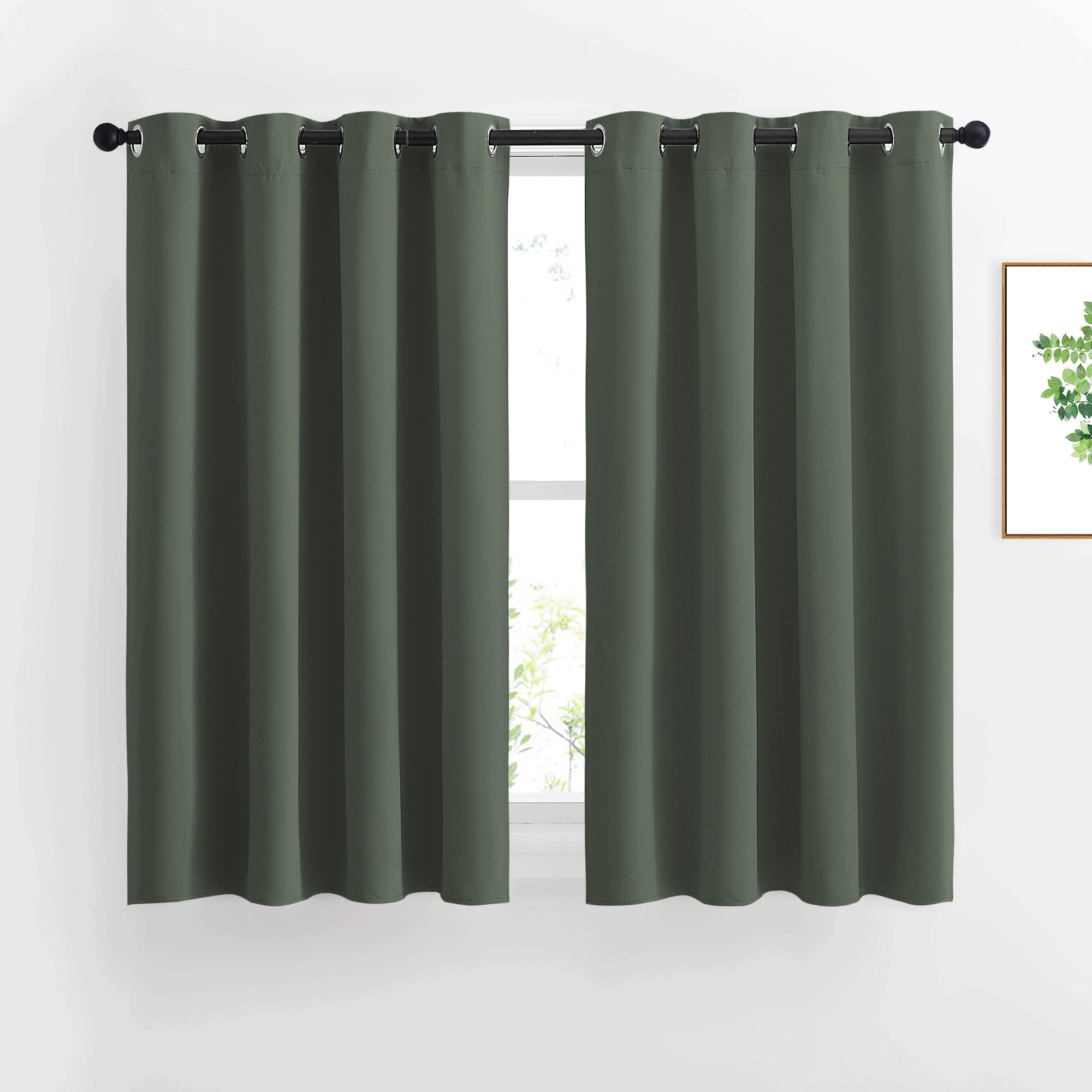 Nicetown Blackout Curtains 45 Inch Long For Bedroom - Window Treatment Thermal Insulated Blinds Solid Grommet Vertical Drapes Fo