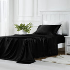 Golal Satin Sheets Twin Size - 3 Pieces Luxury Silky Soft Bed Sheets For Kids, Wrinkle-Free Black Satin Silk Sheet Set With 1 Deep Pocket Fitted Sheet, 1 Flat Sheet, 1 Pillow Case