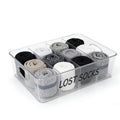 Duimbok Lost Socks Basket for Laundry Room, Clear Plastic Sock Organizer Bin with Handles,4 Compartments Removable Dividers,Tran
