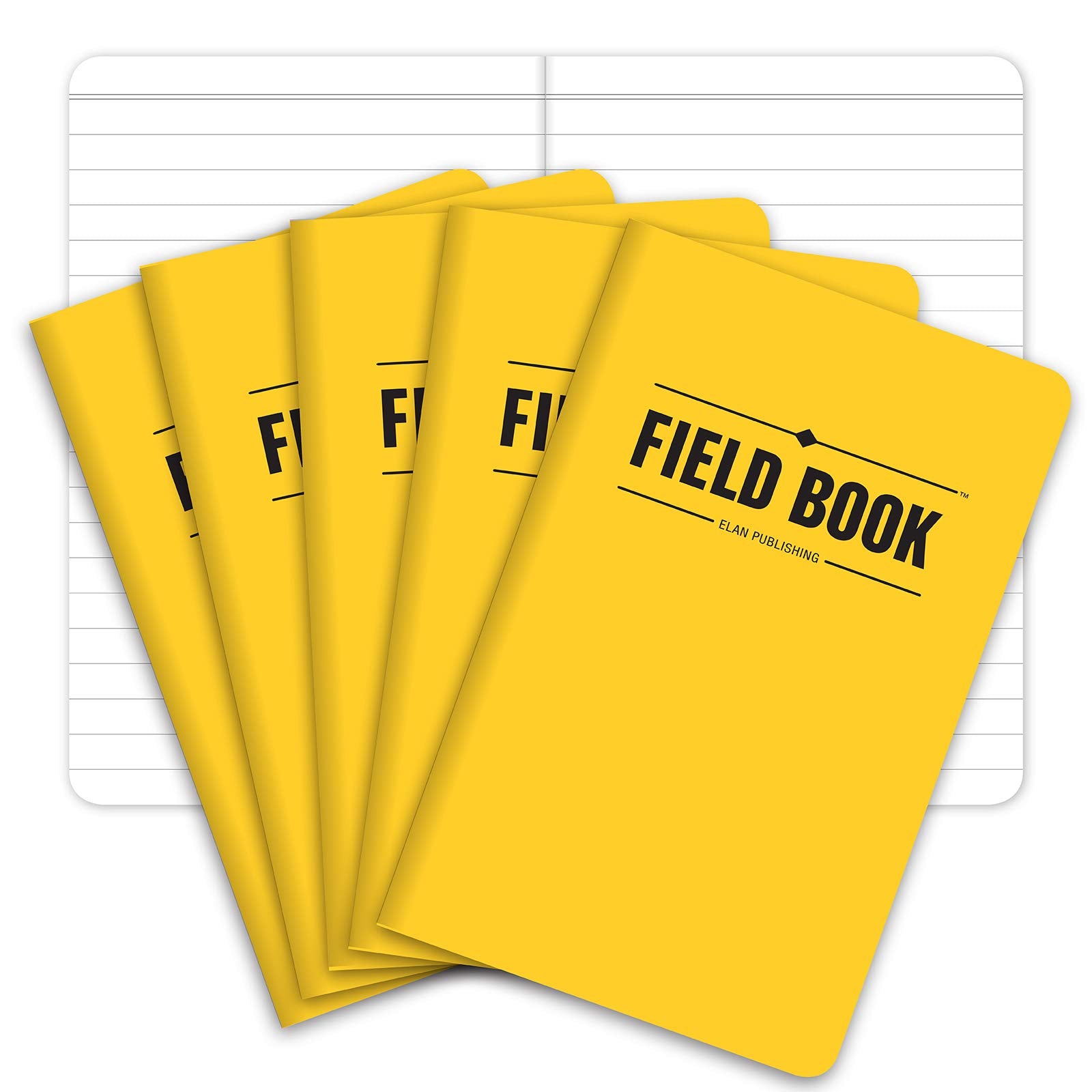 Elan Publishing Company Field Notebook/Pocket Journal - 3.5'X5.5' - Yellow - Lined Memo Book - Pack Of 5