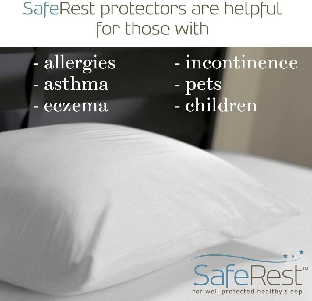 Saferest Pillow Protector - Pack Of 1 - Queen Size Waterproof Pillow Cover - Zippered Pillow Encasement For College Dorm Room, N