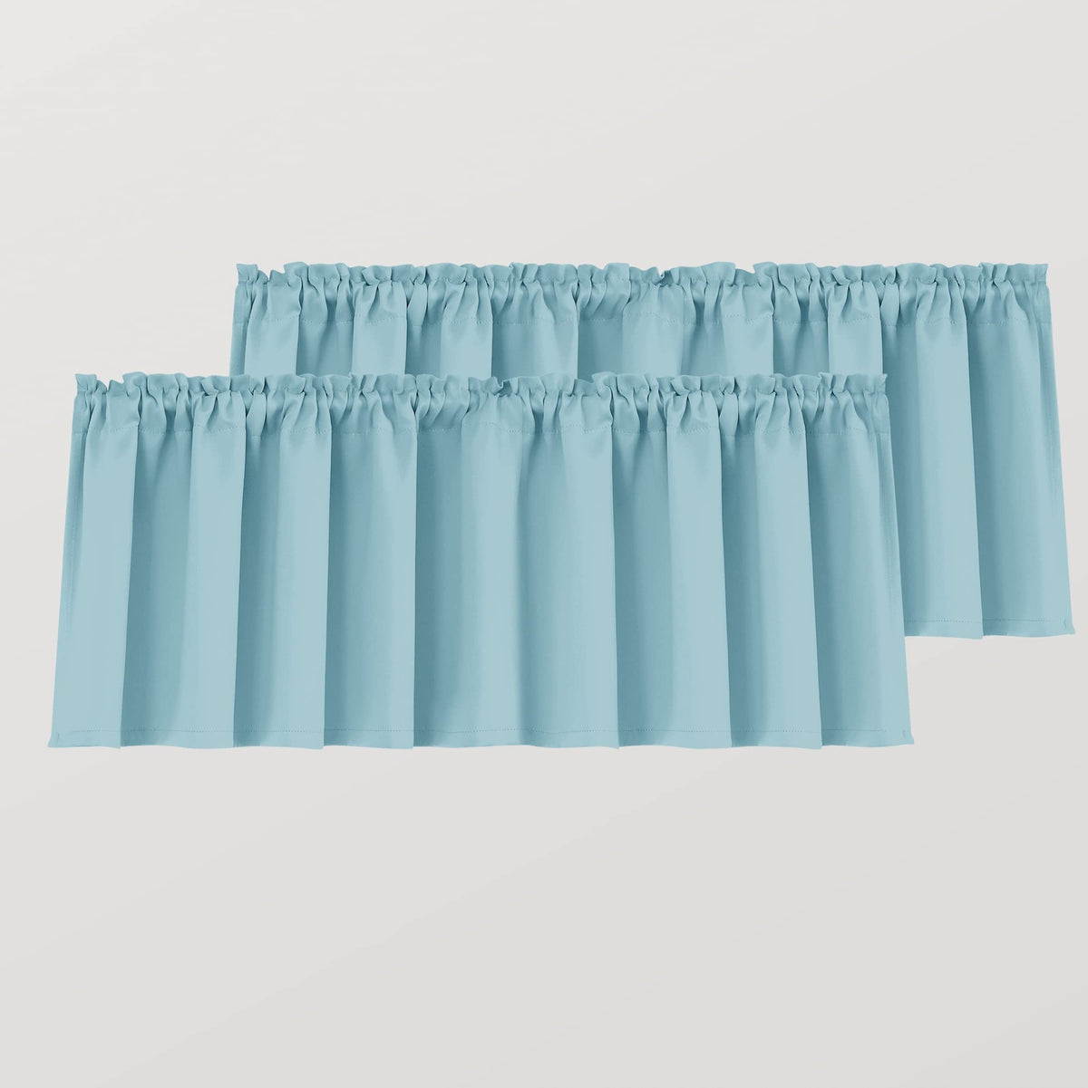 Light Blue Window Valances for Kids Room Girls Nursery 2 Pack Rod Pocket Light Blocking Thermal Insulated Blackout Living Room K