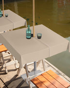 Queenker Light Khaki Outdoor Tablecloth With Umbrella Hole And Zipper, Solid Color Table Cover For Square Tables Waterproof Tabl