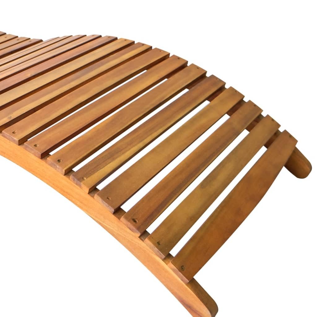 vidaXL Acacia Wood Outdoor Sun Lounger with Ergonomic Design and Foldable Feature - Includes Comfort Cushion in Gray Check Pattern