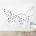Manicer Black And White Pinky Promise Tapestry, Swear Love Wall Art, Holding Hands Art Line Minimalist Abstract Wall D  Cor For