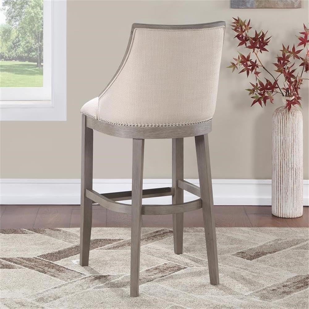 American Woodcrafters Paighton Solid Wood Driftwood Gray Finish Wood 30-inch Seat Height Bar Stool