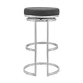 armen LIVING Vander 30 '' Gray Faux Leather and Brushed Stainless Steel Swivel Bar Stool