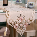 Luxury Table Runners Embroidered Polyester Table Linens For Country Outdoor Weeding Party Table Decoration (Beige, 16  77 Inch)