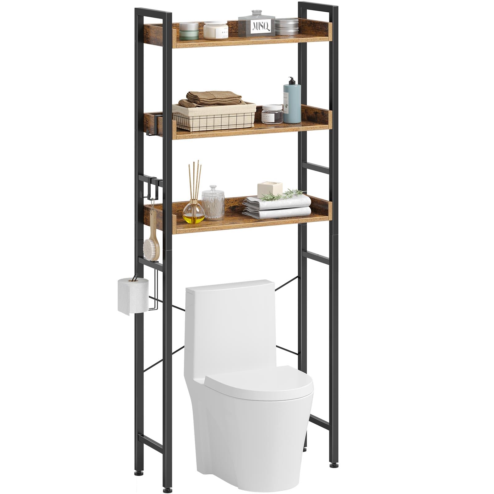 Rolanstar Over The Toilet Storage Rack, 3-Tier Bathroom Space Saver with Adjustable Shelves, Bathroom Organizer for Bathroom, Wa