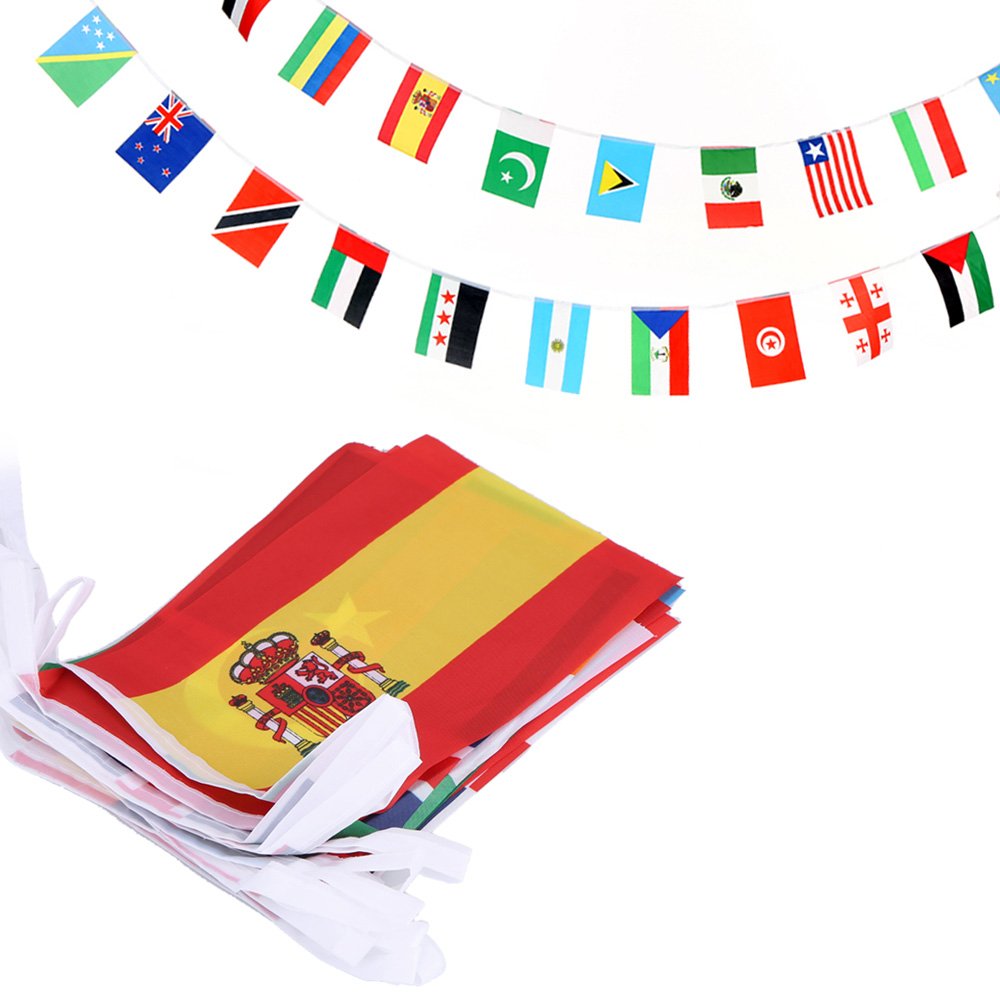 Anley 100 Countries String Flag, International Bunting Pennant Banner, Decoration For Grand Opening, Sports Bar, Party Events -