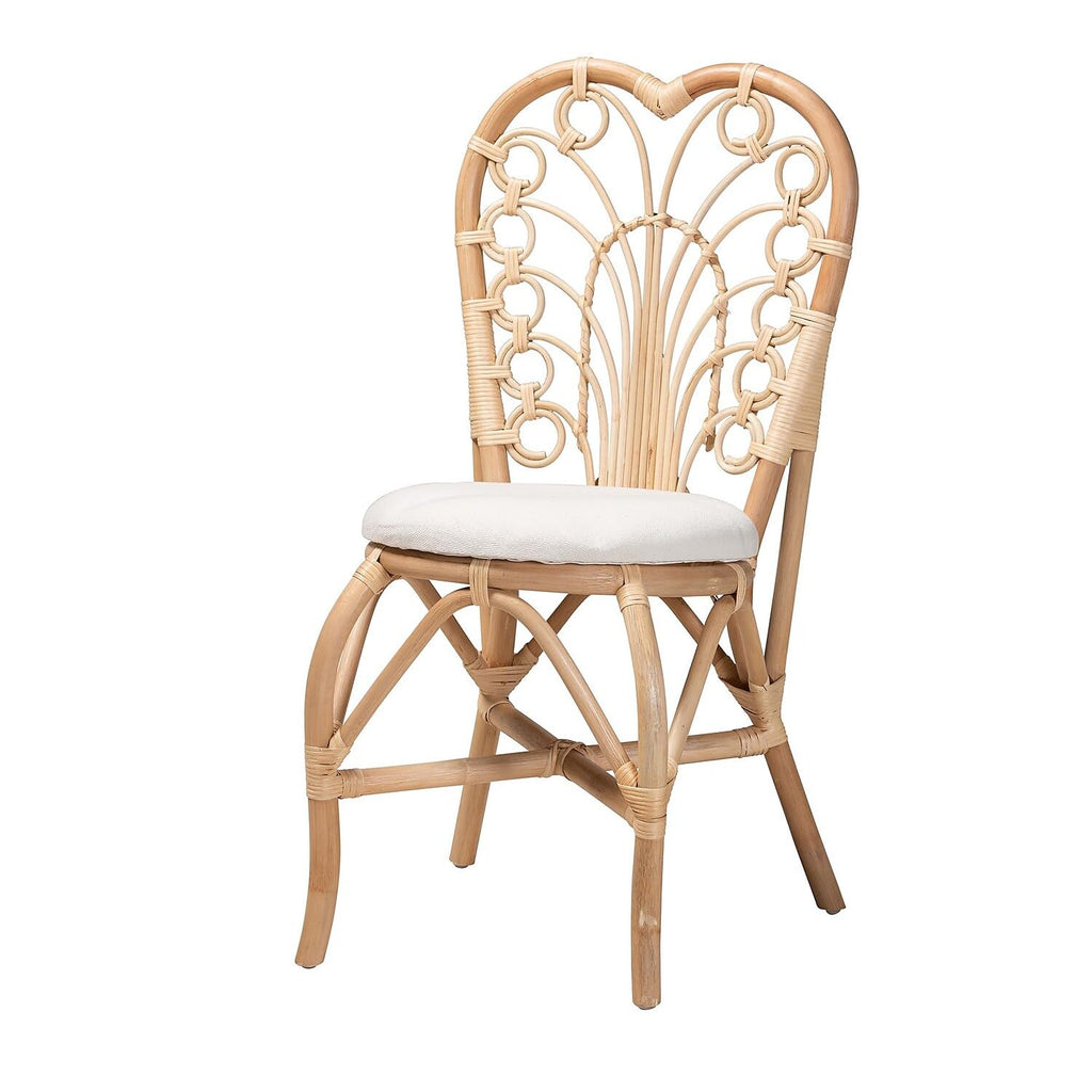 Baxton Studio Jerica Bohemian Rattan Dining Chair, White/Natural Brown (232-13224-HiT)