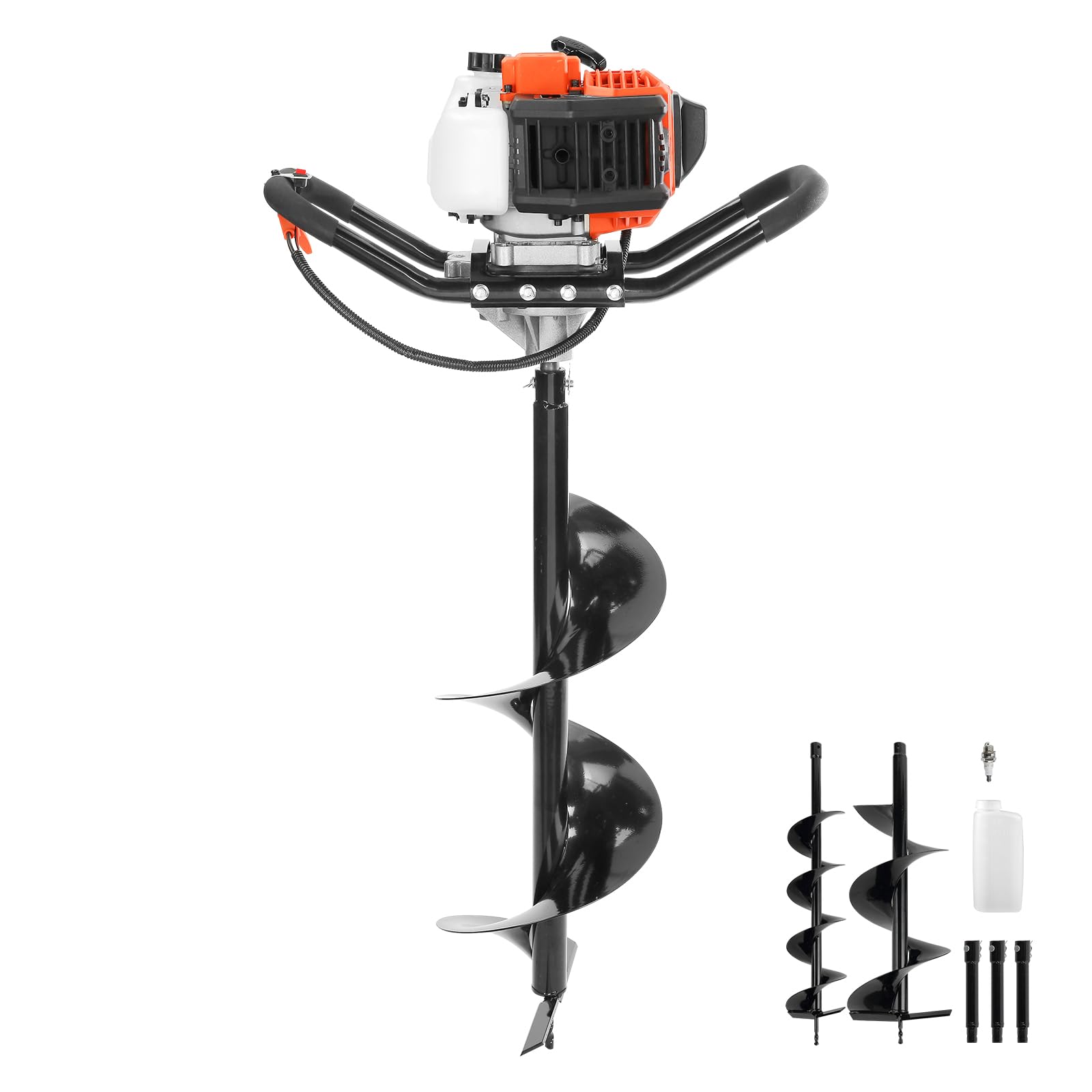 Vevor Post Hole Digger, 52Cc 1450W Auger Post Hole Digger, Gas Powered Earth Digger With Two Earth Auger Drill Bit 6' & 10' An