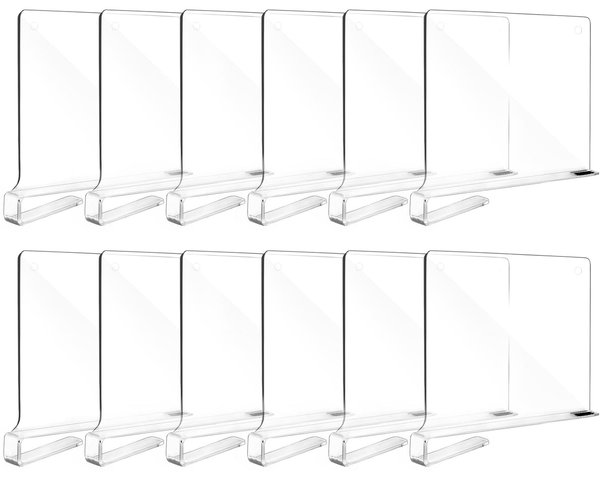 Fixwal 12pcs Shelf Dividers for Closet Organization Acrylic Shelf Divider for Wooden Shelving, Wood Shelf Organizer for Closet, 