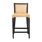 Bali & pari Lingga Modern Bohemian Dark Brown Mahogany Wood and Natural Rattan Counter Stool