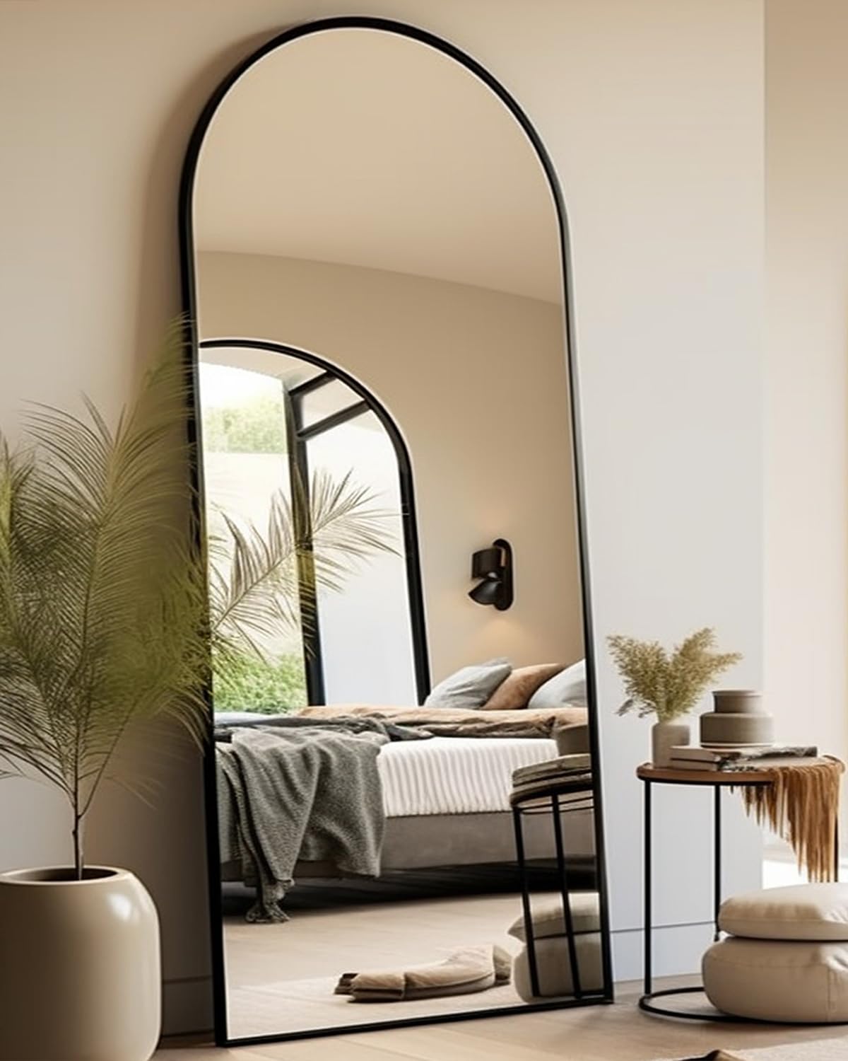 BEVERDY Full Length Mirror, Arched Floor Mirror with Stand, 28''x71'' Oversized Floor Mirror, Wall Mirror Full Length Freestandi