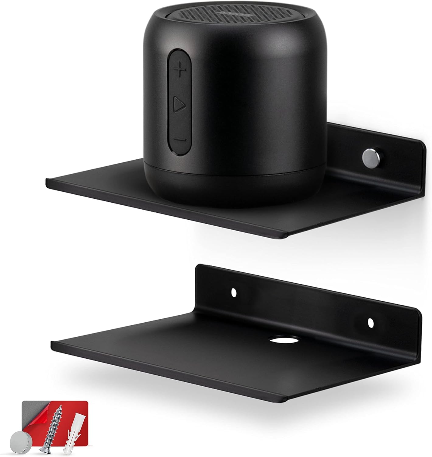 OrganizeMee Metal Small wall mounted shelves,Bluetooth speaker,WiFi camera stand corner floating shelf for living room & bedroo