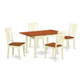 East West Furniture NOAV5-WHI-W 5 Piece Modern Dining Table Set Includes a Rectangle Wooden Table with Butterfly Leaf and 4 Dining Room Chairs, 32x54 Inch, Buttermilk & Cherry