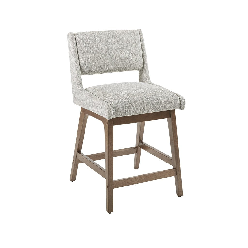INK+IVY Boomerang 36.25 Counter Height Barstool with Backrest Modern Solid Wood, Upholstered Foam Seat, Faux Linen Pub Chair, Li