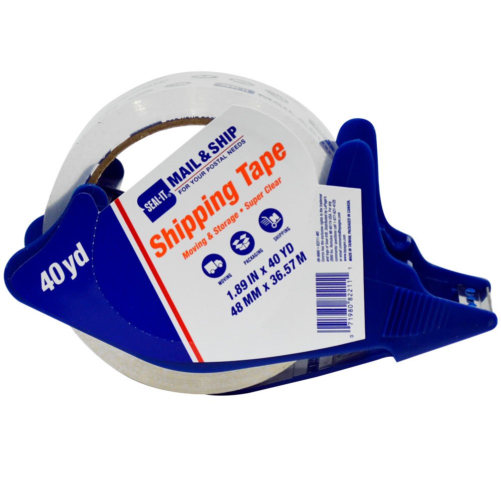 Seal-It Mail & Ship Moving And Storage Shipping And Packing Tape, 1.89 Inches X 40 Yards With Dispenser